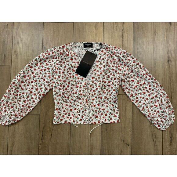 THE KOOPLES Paris Lace Flowers Tied Blouse Top Shirt 3 NWT Bubble Holiday large - Picture 7 of 9